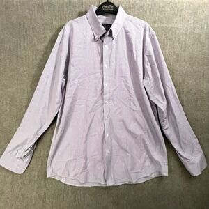 Chaps Mens Purple Checkered Long Sleeve Button Down Dress Shirt L 16-16.5‎